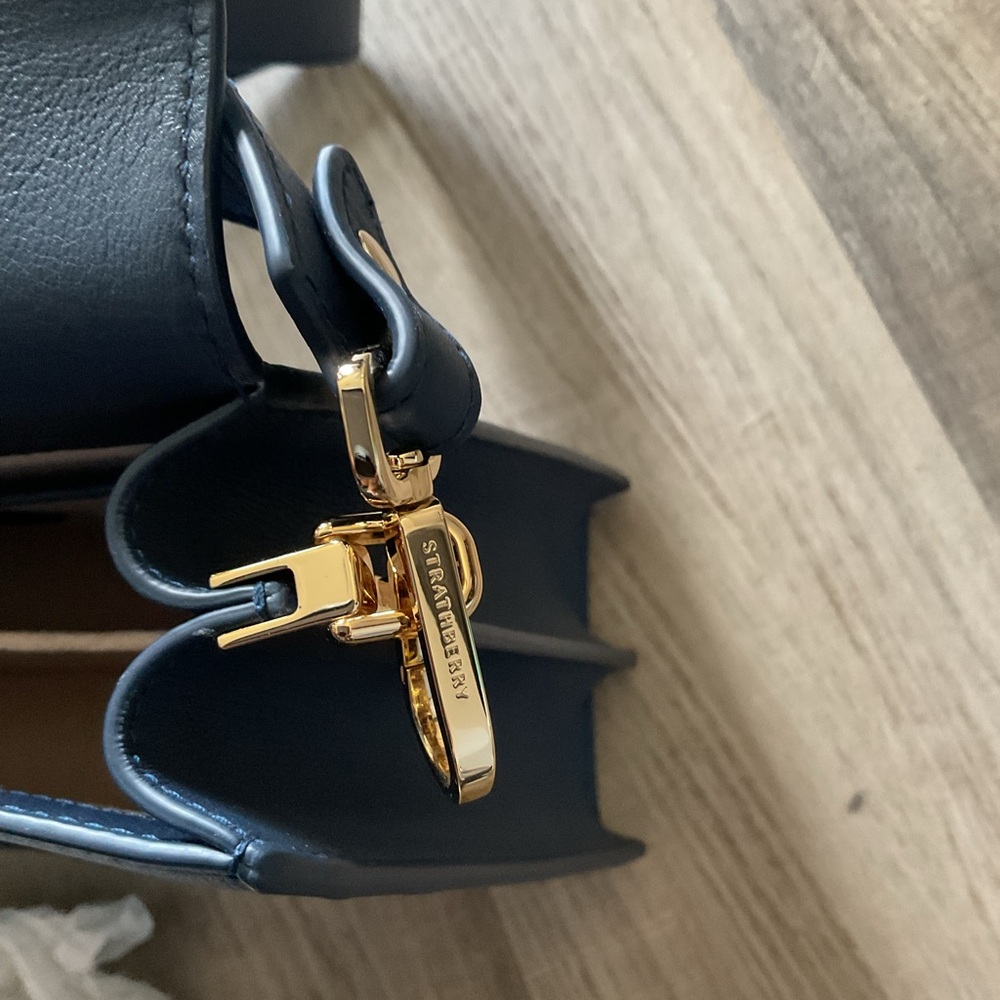 Strathberry Crescent Leather Shoulder Bag in navy - Picture 7 of 7